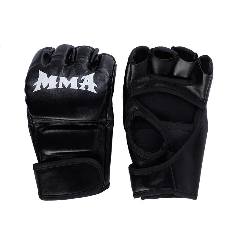 Kick Half Fingers Leather Mens Boxing MMA Gloves