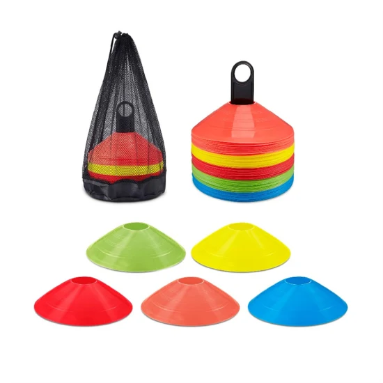 Equipamentos Cones coloridos de agilidade de futebol Marcação de campo de disco de futebol Treinamento de treinamento de agilidade Marcação de limite Cones de marcador macio durável com rack